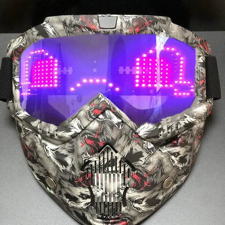 Color Bluetooth LED Display Light Up Mask Programmable Party Carnival LED