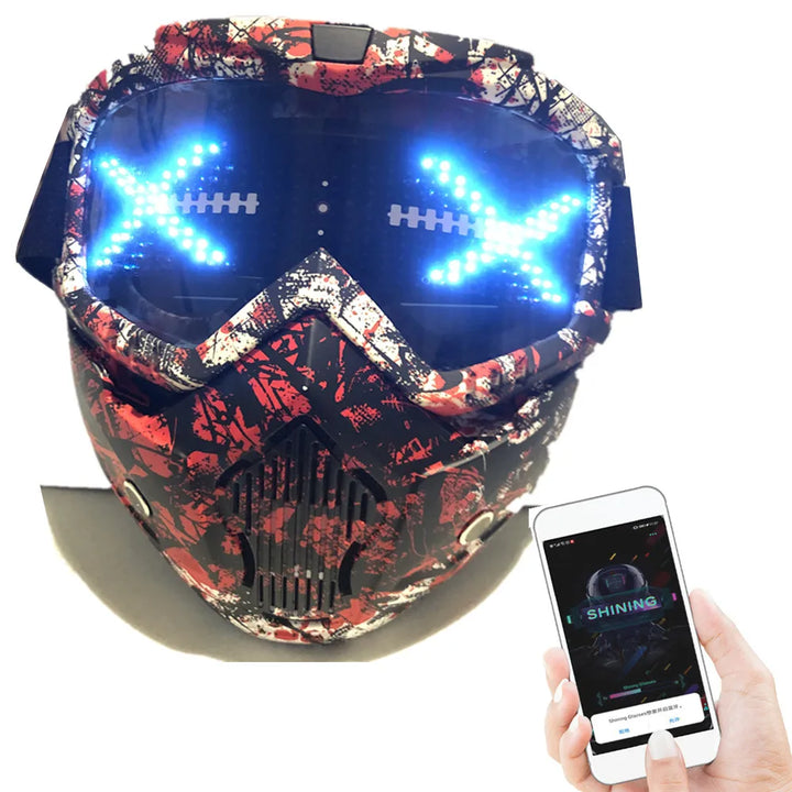 Color Bluetooth LED Display Light Up Mask Programmable Party Carnival LED