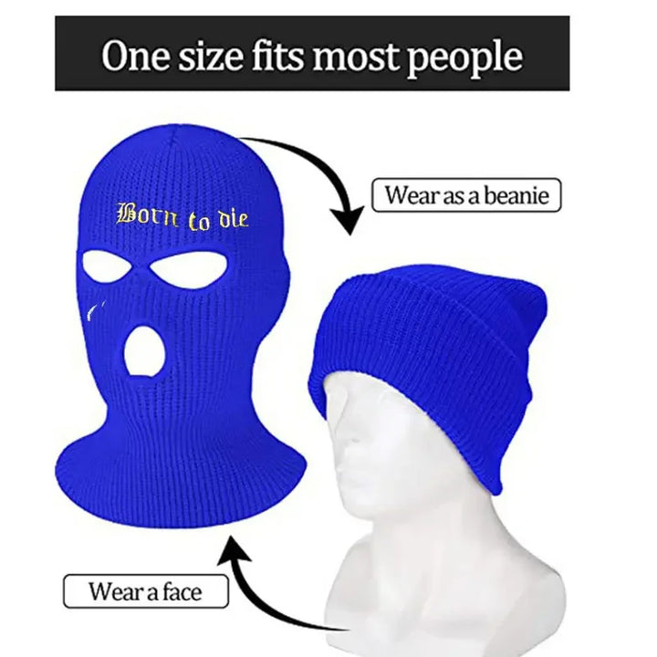 1pcs Embroidery Ski Mask Winter Balaclava Hat 3-Hole