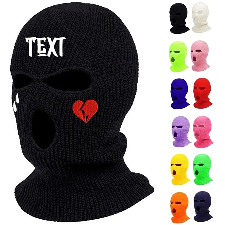 Custom Balaclava Text Logo Name Embroidery 3-Hole