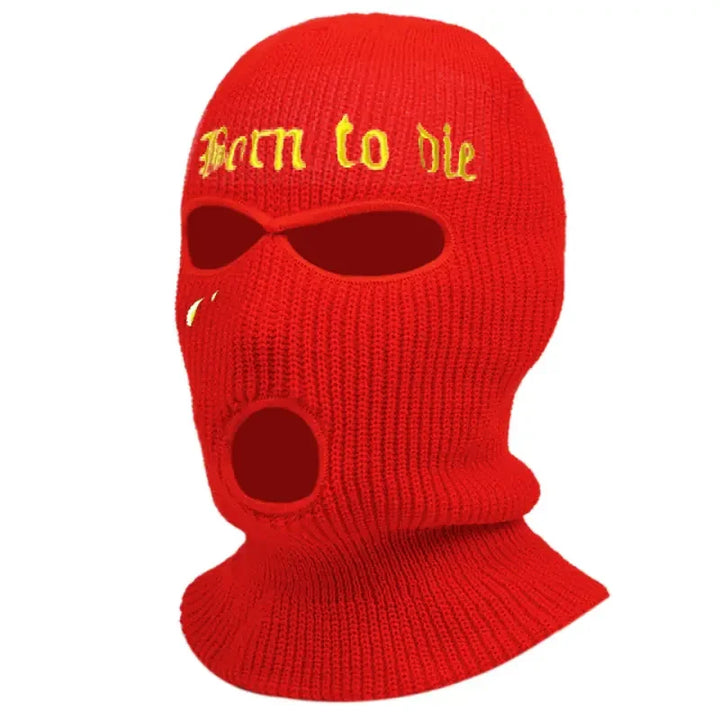 1pcs Embroidery Ski Mask Winter Balaclava Hat 3-Hole